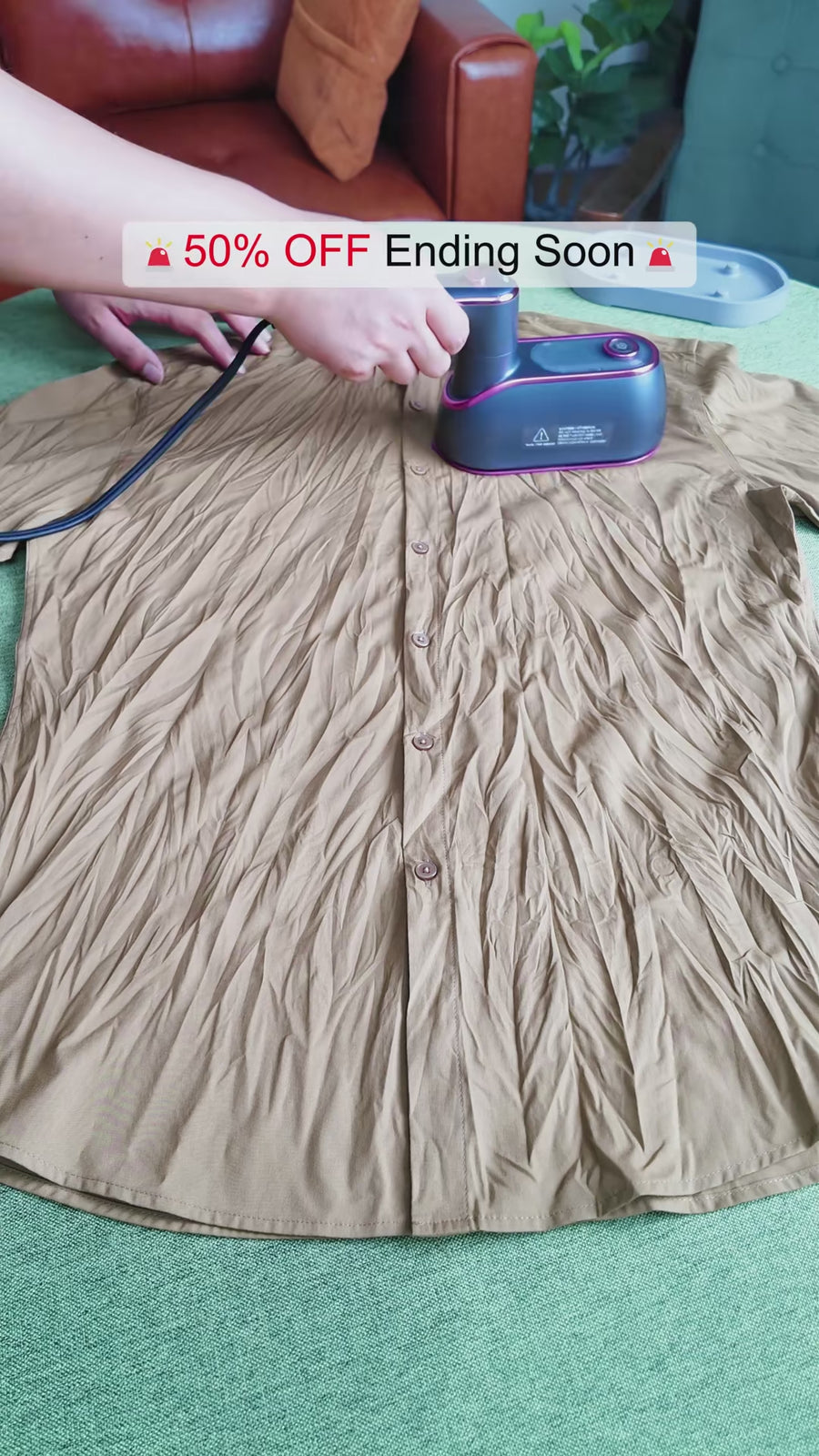 2-in-1 Steam Iron & Clothes Steamer - Handheld Portable Garment Wrinkle Remover, Fast Heat-Up, Large Soleplate, 150ml Water Tank - Lightweight for Home, Travel video 2